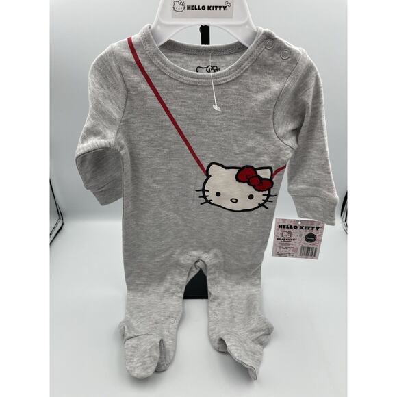 HELLO KITTY Sanrio Gray 1-Pc Footed Romper/Playsuit 3 Months NEW - Picture 1 of 4